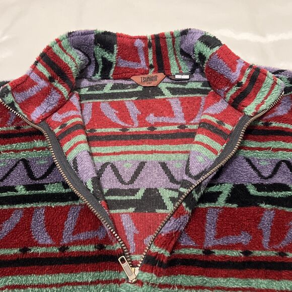 Vintage Tsunami Half Zip Fleece Sweater Aztec Pattern Hiking Men's Size L Toggle - Picture 6 of 14